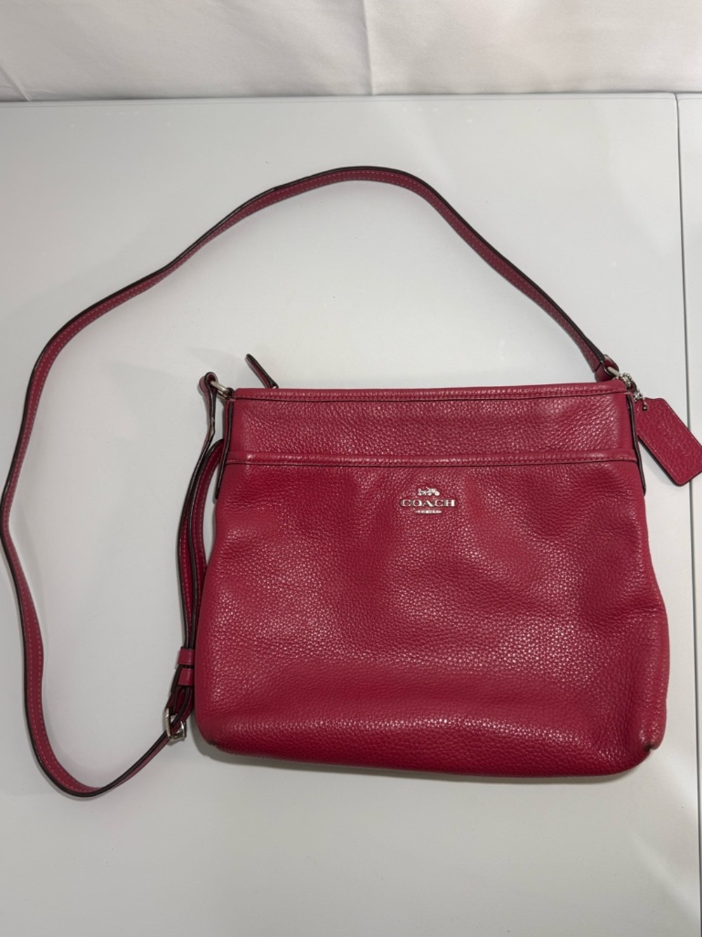 Coach Raspberry Pink Pebbled‎ Leather Crossbody Bag F28035